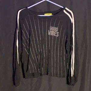 black “good vibes” long sleeve